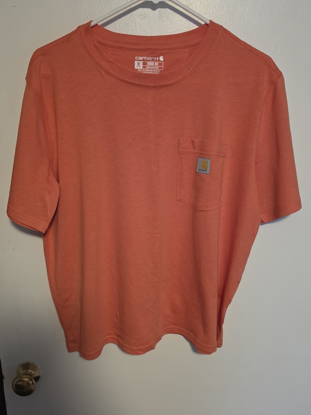 Carhartt Men's Short-Sleeve Pocket Tee in Coral Orange